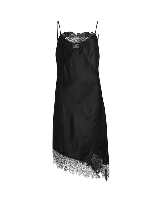 AllSaints Black Lace Detail Eldia Mini Slip Dress