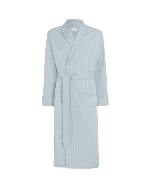 Harrods Blue Cotton Satin-Stripe Night Robe for men