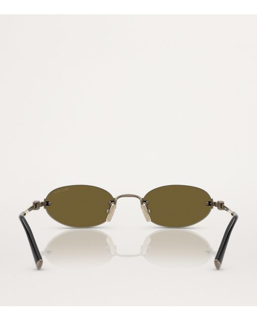 Miu Miu Green Metal Oval Mua54S Sunglasses