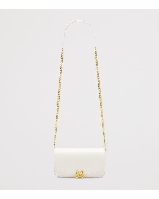 McQueen White Small Skull Flower Cross-Body Bag