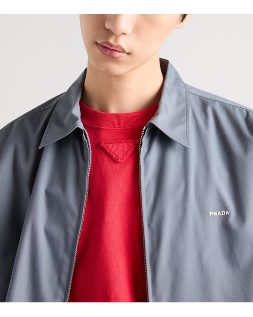 Prada Blue Technical-Cotton-Blend Shirt for men