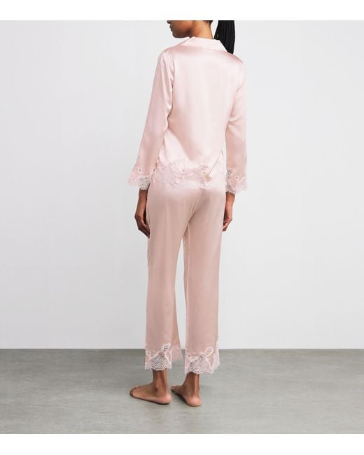 Manitu Pink Silk Lace-Trim Luella Pyjama Set