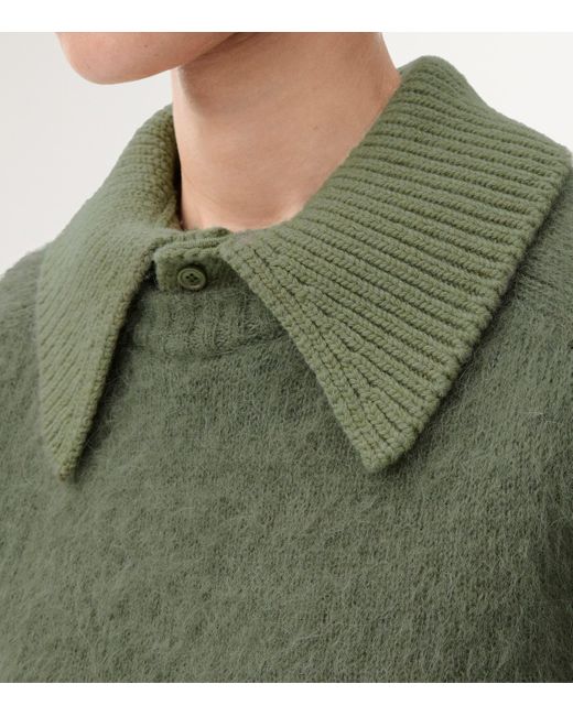 Loewe Green Mohair-Blend Polo Sweater