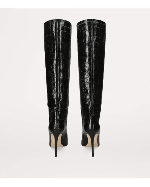 Paris Texas Black Croc-Embossed Knee-High Boots 105