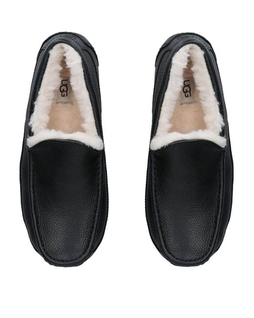Ugg Blue Ascot Shearling-Lined Leather Slippers for men