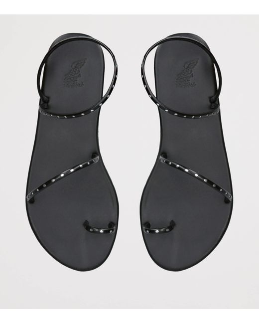 Ancient Greek Sandals Black Leather Astro Sandals