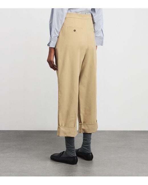 Weekend by Maxmara Natural Pleated Wide-Leg Tapered Trousers