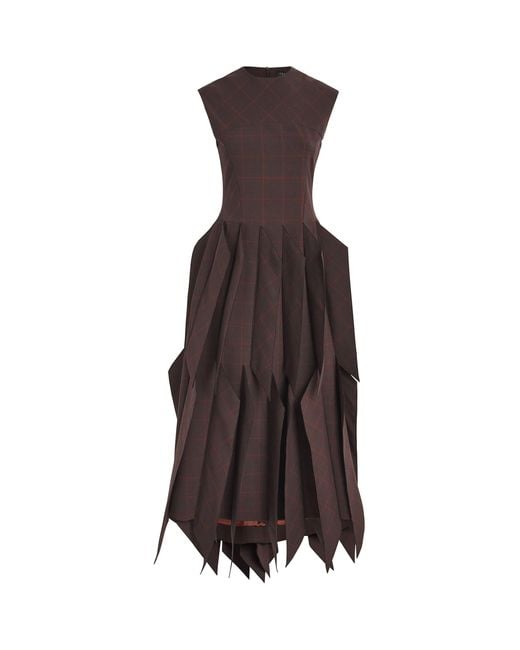 A.W.A.K.E. MODE Brown Panel Appliqué Midi Dress