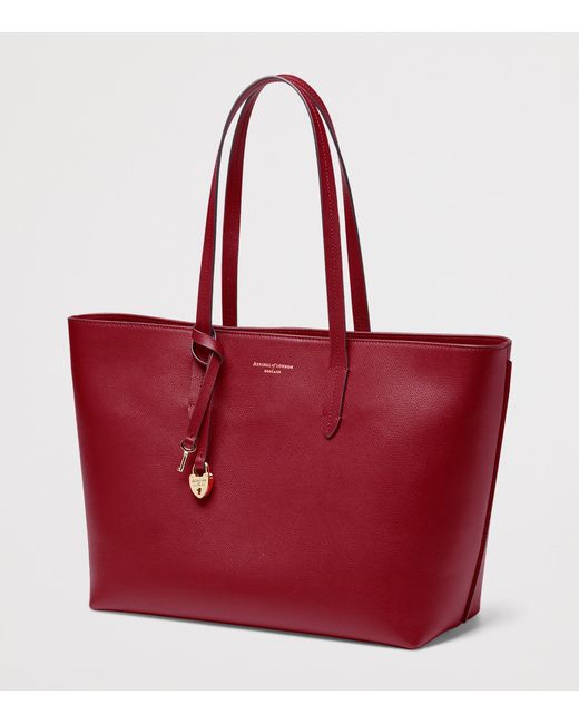 Aspinal Red Leather East West Tote Bag