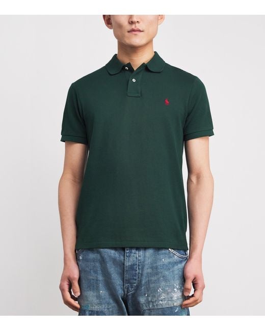Polo Ralph Lauren Green Cotton Mesh Slim-Fit Polo Shirt for men