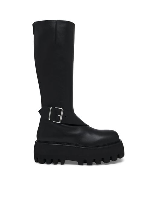 McQueen Black Leather Sofia Knee-High Boots