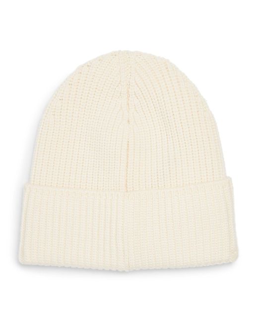 Moncler Natural Wool Embroidered Logo Beanie