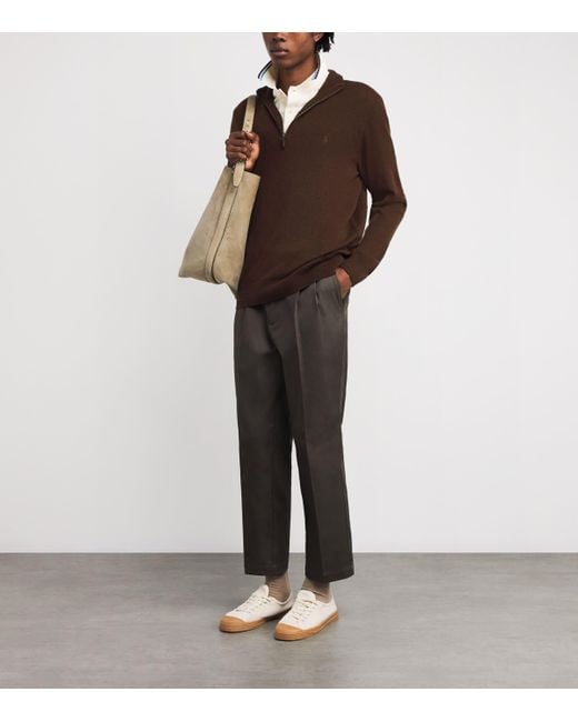Polo Ralph Lauren Brown Merino Wool Lorelle Quarter-Zip Sweater for men