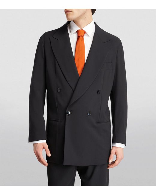 Giorgio Armani Blue Wool Double-breasted Two-piece Suit for men