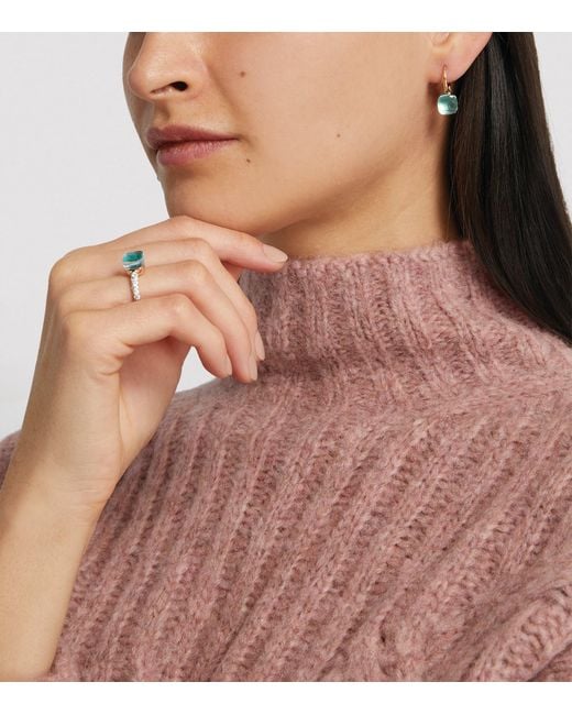 Pomellato Green Rose And Topaz Nudo Drop Earrings