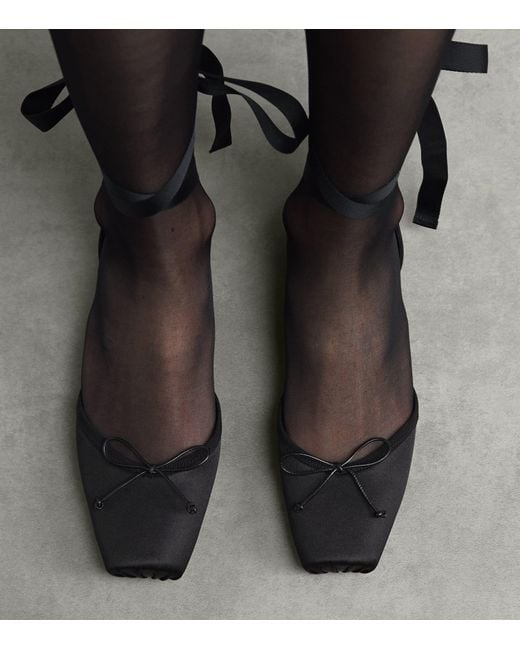 Christian Louboutin Black Cassia Lace-Up Satin Ballet Flats