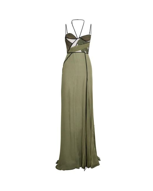 Nensi Dojaka Green Silk Mae Maxi Dress