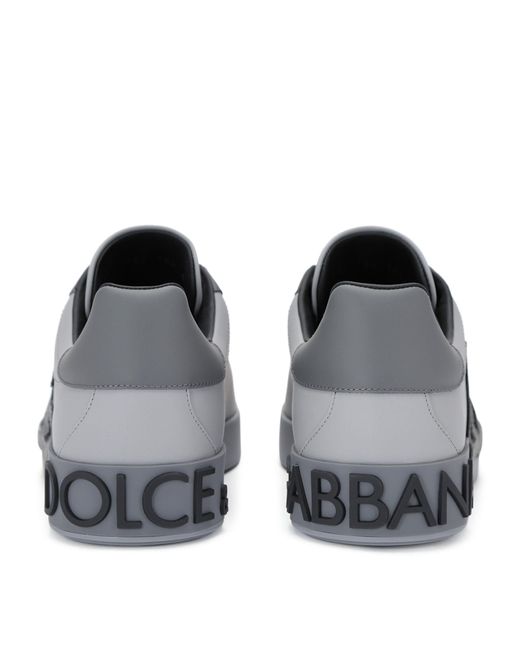 Dolce & Gabbana Gray Leather Portofino Sneakers for men