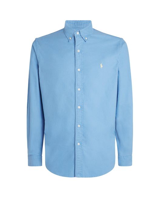Polo Ralph Lauren Cotton Custom Fit Oxford Shirt in Blue for Men | Lyst UK