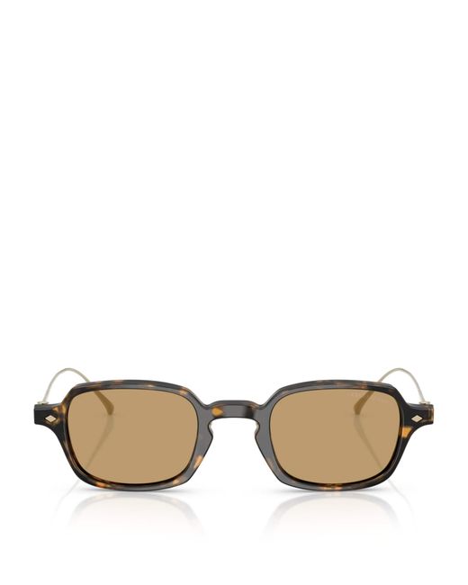 Giorgio Armani Brown Tortoiseshell Rectangle Sunglasses for men