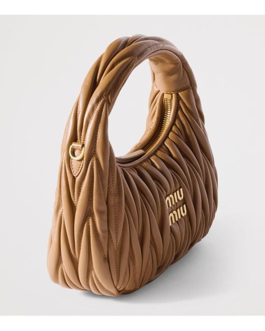 Miu Miu Brown Matelassé Leather Wander Top-Handle Bag