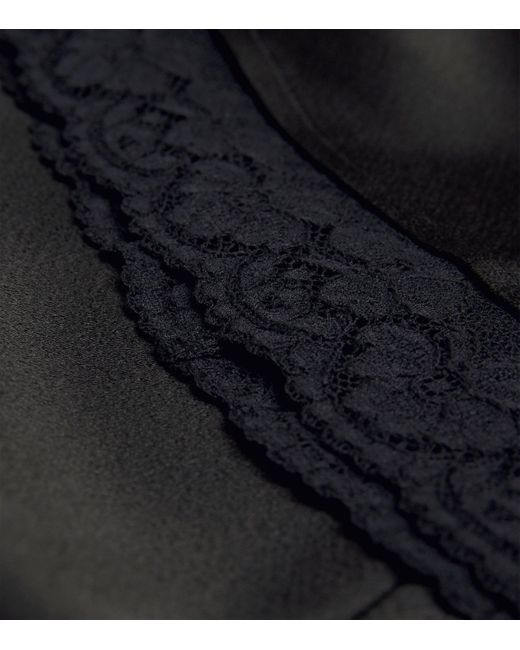 Victoria Beckham Black Lace-Trim Midi Skirt