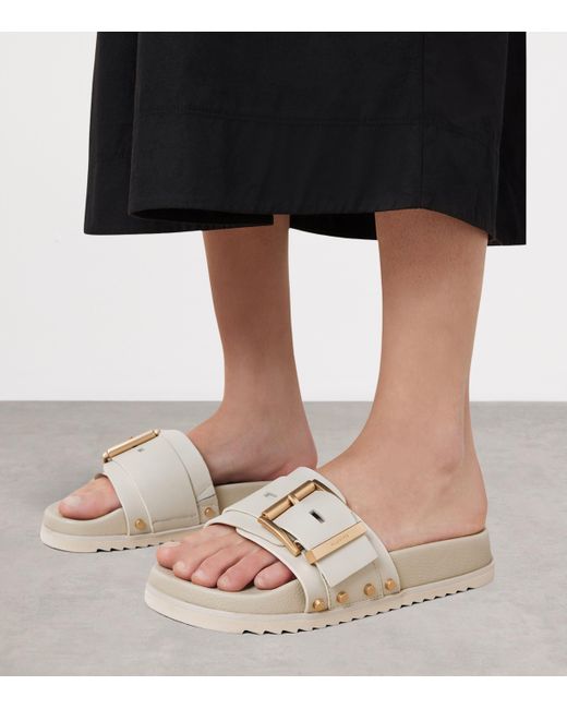 AllSaints Natural Leather Ellie Stud Slides