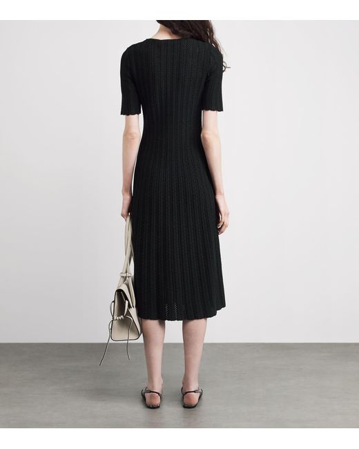 Valentino Black Openwork Knit Midi Dress