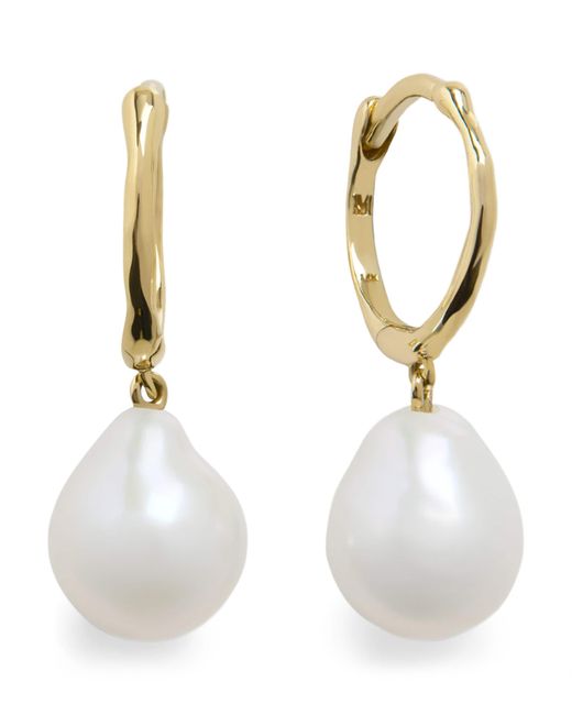 Monica Vinader White X Kate Young And Pearl Hoop Earrings
