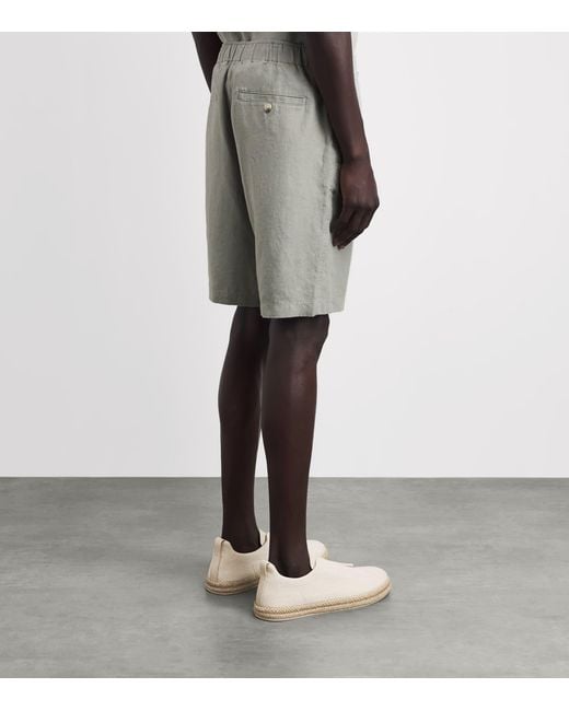 Vince Gray Linen Drawstring Shorts for men