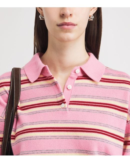 Guest In Residence Pink Cashmere Collegiate Stripe Sweater