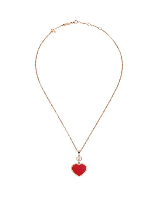 Chopard Metallic Carnelian And Diamond Happy Hearts Pendant