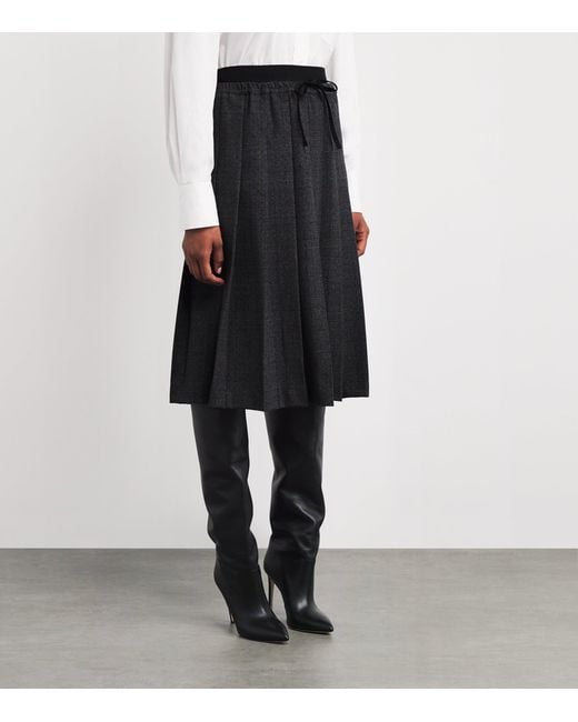 Sandro Pleated Rhinestone-Embellished Midi Skirt in Black | Lyst