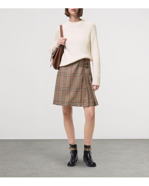 Burberry Brown Wool Check Mini Kilt