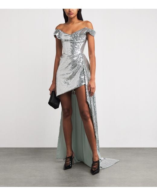 Vivienne Westwood White Sequin-Embellished Comet Gown