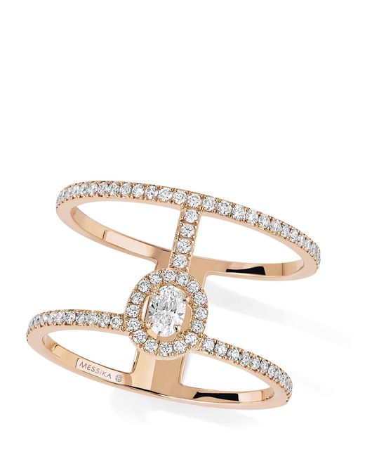 Messika White Glam'Azone And Diamond 2-Row Pavé Ring