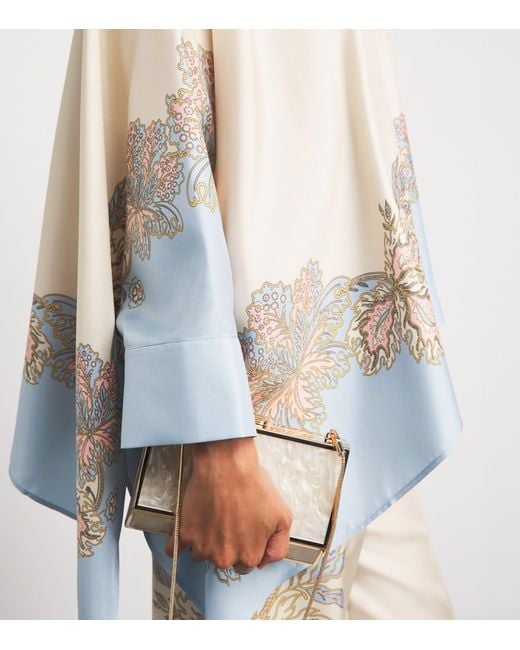 LaDoubleJ Blue Silk Printed Foulard Blouse