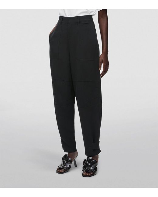 Loewe Black X Paula's Ibiza Linen-blend Tapered Cargo Trousers