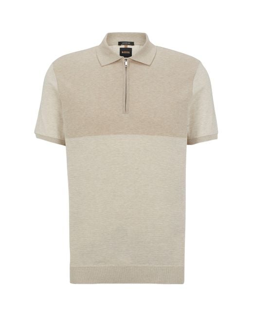 Boss White Cotton-Silk Polo Shirt for men