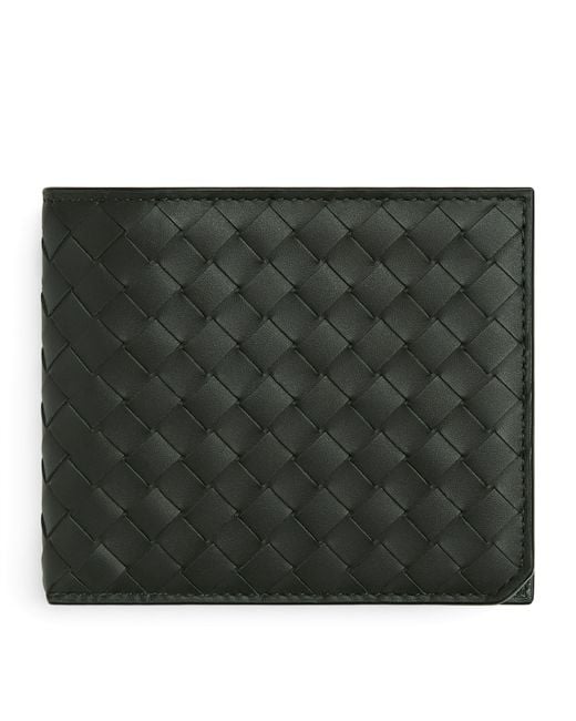 Bottega Veneta Black Leather Intrecciato Piccolo Bifold Wallet for men