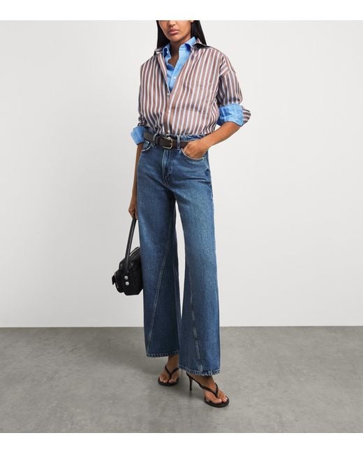 With Nothing Underneath Blue Linen The Boyfriend Shirt