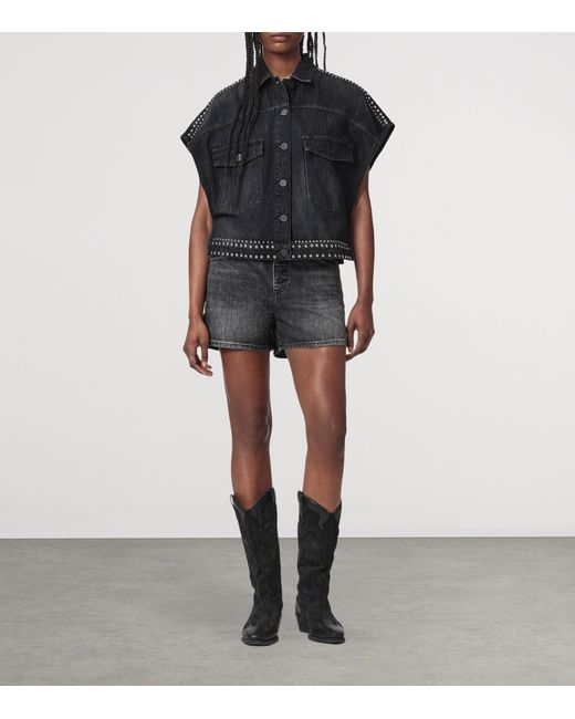 AllSaints Black Alba Sleeveless Denim Shirt