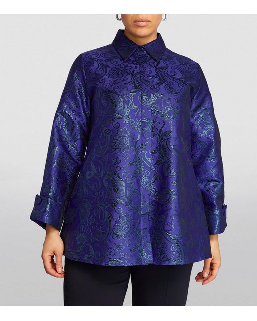 Marina Rinaldi Blue Lamé Jacquard Shirt