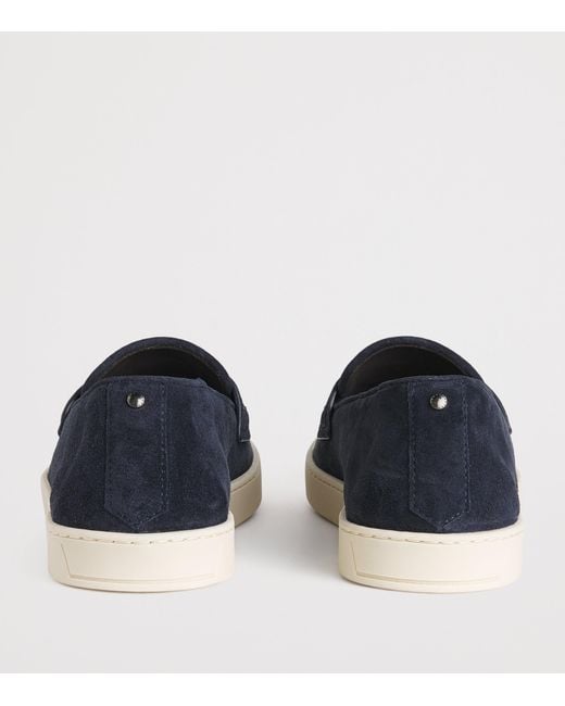 Canali Blue Suede Penny Loafers for men