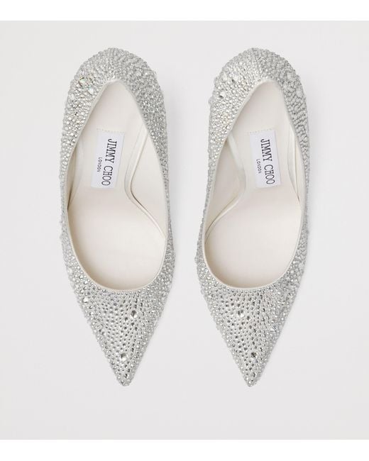 Jimmy Choo White Love 100 Embellished Satin Pumps