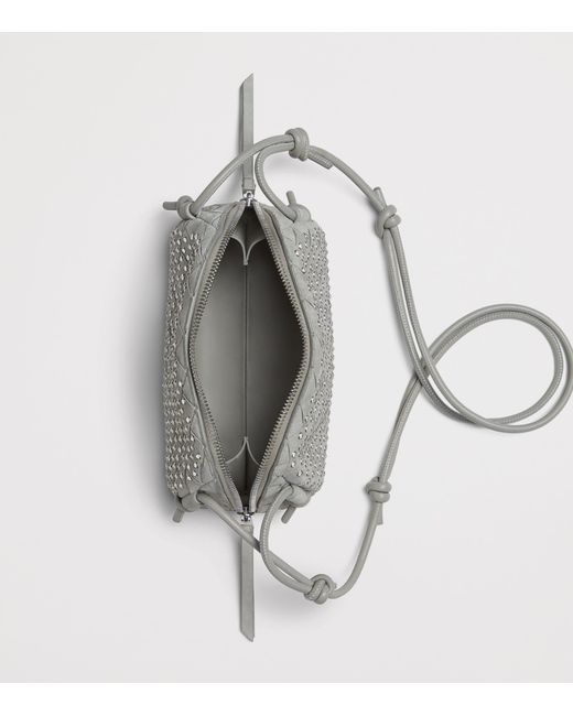 Bottega Veneta Gray Suede Embellished Concert Pouch