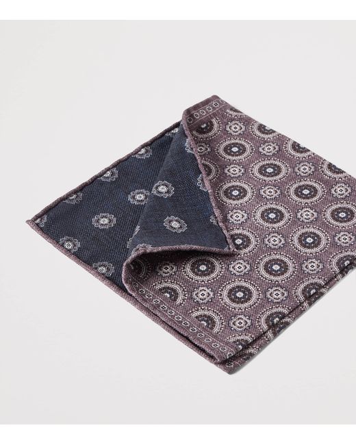Brunello Cucinelli Purple Silk Pocket Square for men