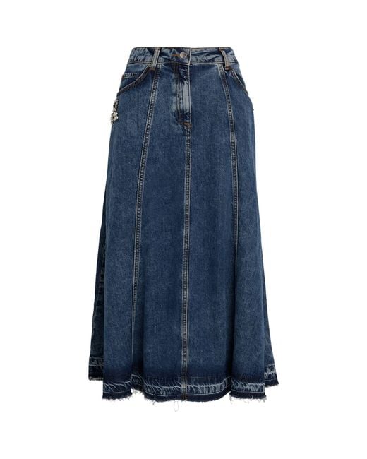 MAX&Co. Blue Rhinestone-embellished Midi Skirt