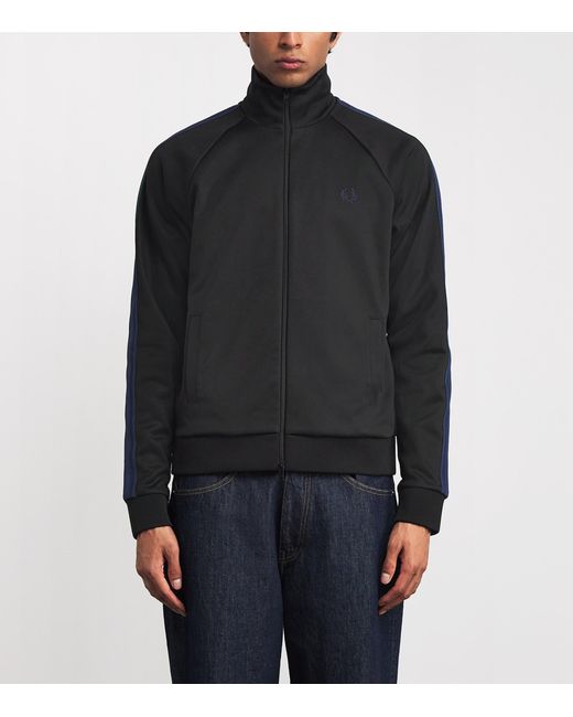 Fred Perry Black Contrast-Tape Track Jacket for men