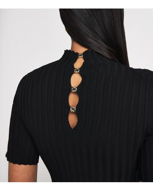 Maje Black High-Neck Knit Mini Dress